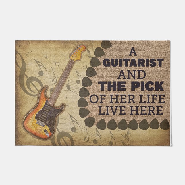 Personalized Music Doormat - Guitar Players (Front)