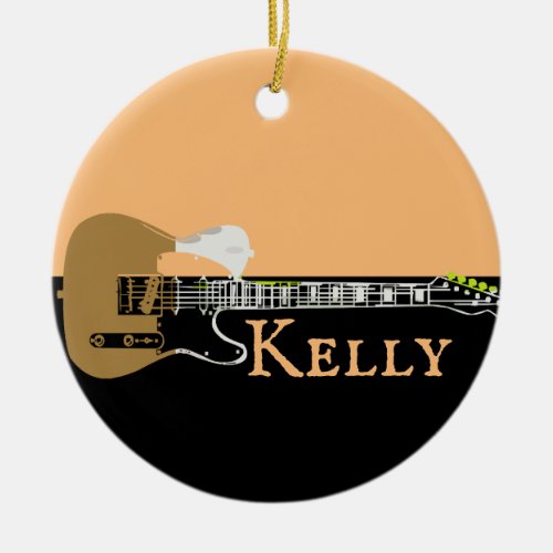 Personalized Music Electric Bass Guitar  Ceramic O Ceramic Ornament