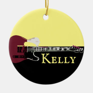 Personalized Music Electric Bass Guitar Ceramic O Ceramic Ornament