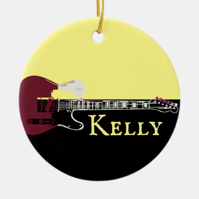 Personalized Music Electric Bass Guitar  Ceramic O Ceramic Ornament (Front)