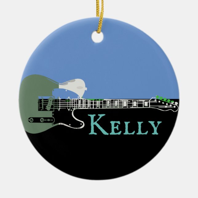 Personalized Music Electric Bass Guitar  Ceramic O Ornament (Front)