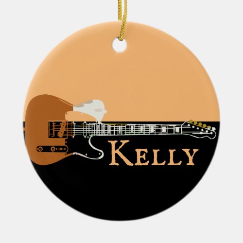 Personalized Music Electric Bass Guitar  Ceramic Ornament