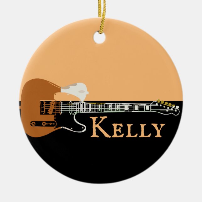 Personalized Music Electric Bass Guitar  Ceramic Ornament (Front)