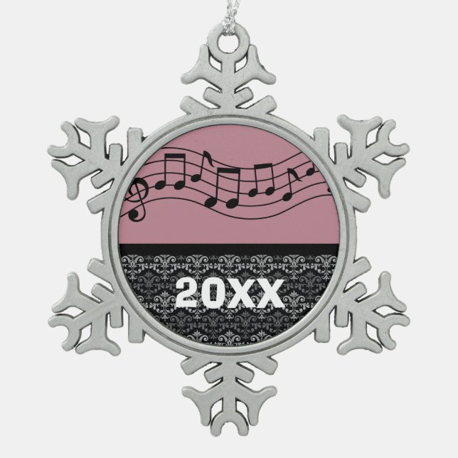 Personalized Music Gift Band Choir Snowflake Pewter Christmas Ornament (Front)