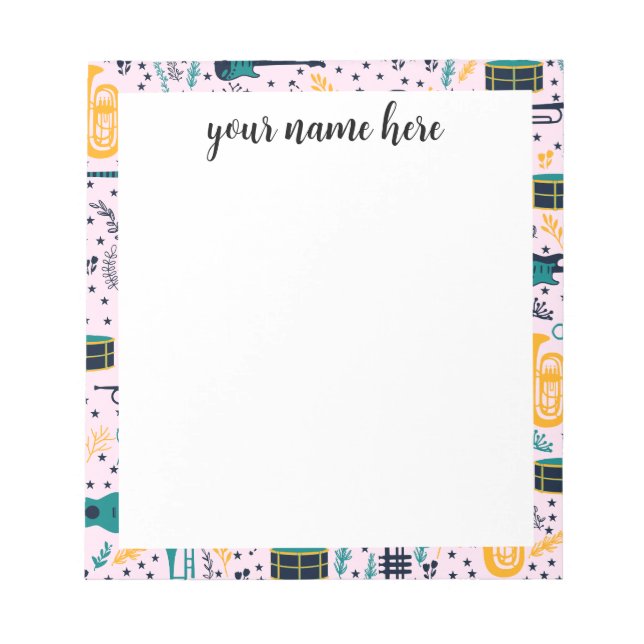 Personalized Music Instruments Notepad (Front)