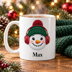 Personalized Music Lover Snowman Christmas Mug