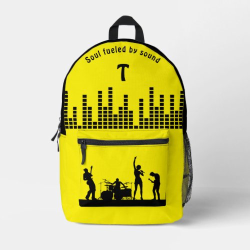 Personalized music lover yellow printed backpack