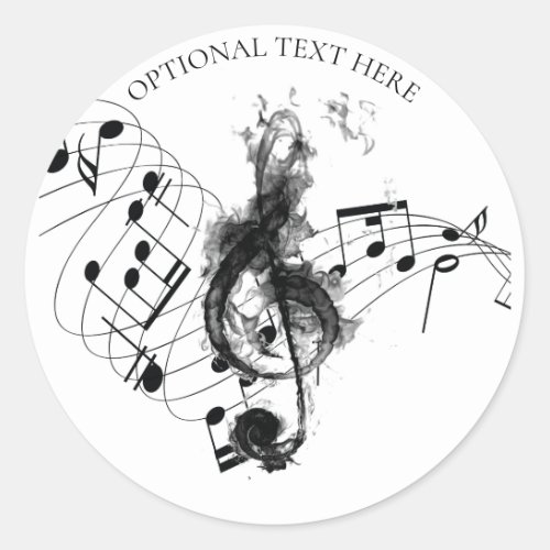 Personalized Music Note black and white Classic Round Sticker