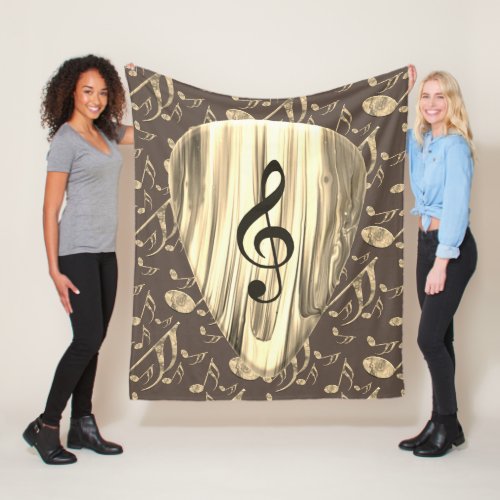 Personalized Music Note Guitar Pick  Fleece Blanket