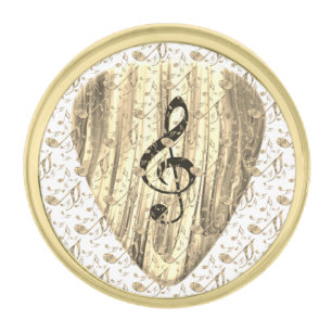 Personalized Music Note Guitar Pick Gold Finish Lapel Pin