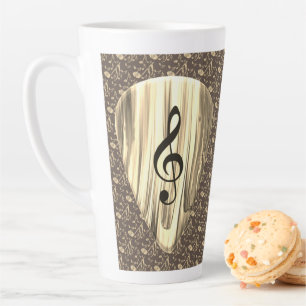 Personalized Music Note Guitar Pick Latte Mug
