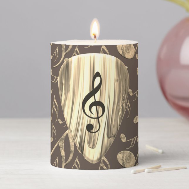 Personalized Music Note Guitar Pick  Pillar Candle (In Situ)