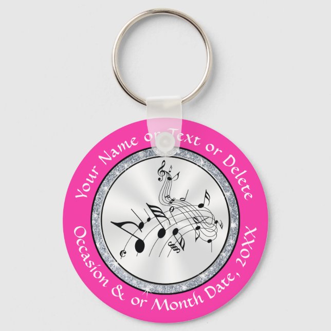 Personalized Music Note Party Favors, Any Occasion Keychain (Front)
