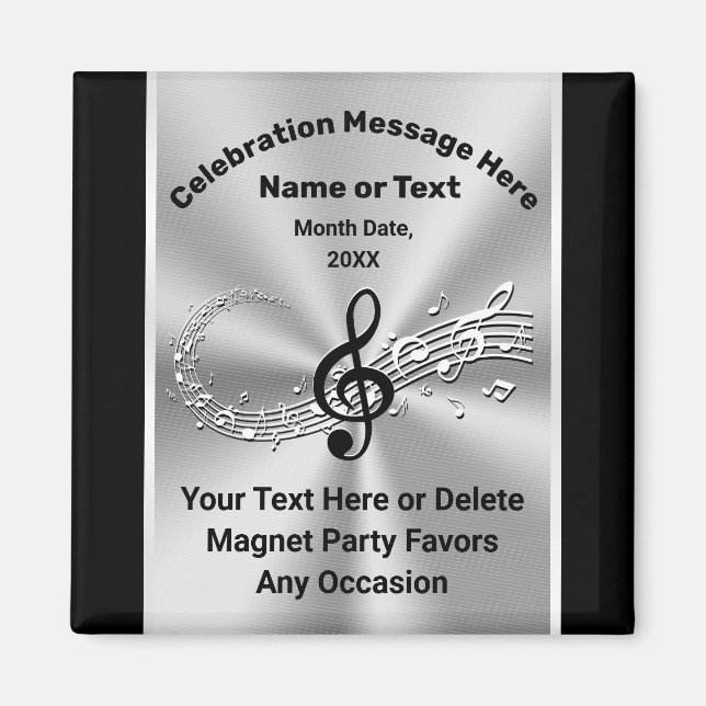 Personalized Music Note Party Favors, Any Occasion Magnet (Front)