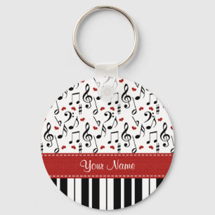 Personalized Music Note Piano Keychain