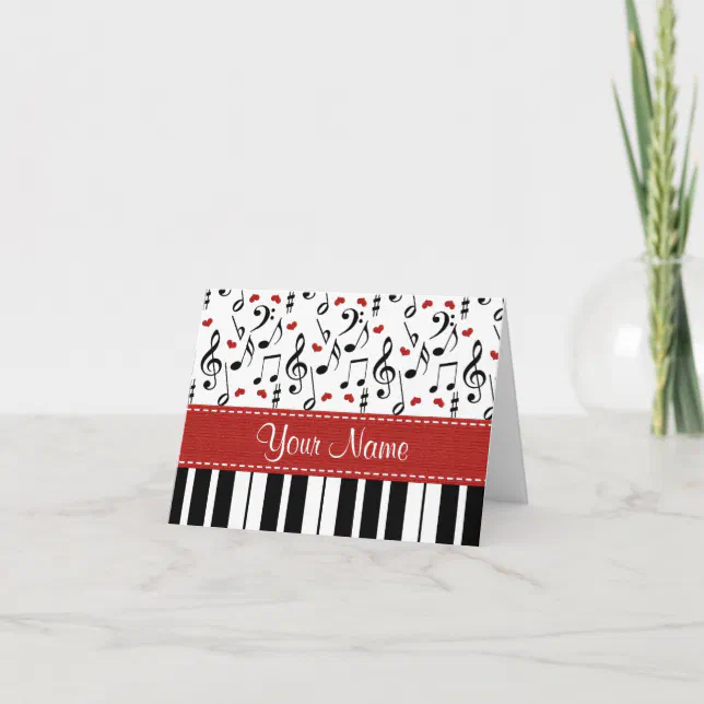 Personalized Music Note Piano Note Cards | Zazzle