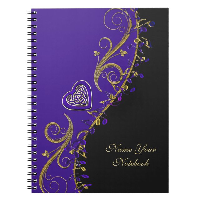 Personalized Music Notes Celtic Heart Notebook (Front)