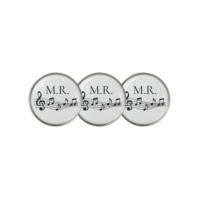 Personalized Music Notes Monogram Golf Ball Marker (3 Up)