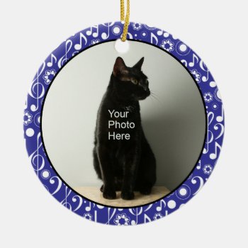 Personalized Music Notes Photo Ornament - Blue by marchingbandstuff at Zazzle