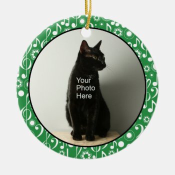 Personalized Music Notes Photo Ornament - Green by marchingbandstuff at Zazzle