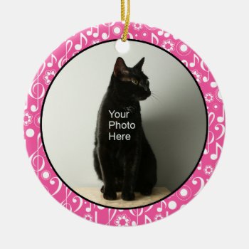 Personalized Music Notes Photo Ornament - Pink by marchingbandstuff at Zazzle