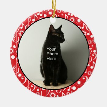 Personalized Music Notes Photo Ornament - Red by marchingbandstuff at Zazzle