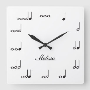 Personalized Music Notes Square Wall Clock