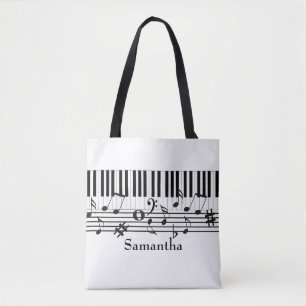 Personalized Music Piano Treble Clef Tote Bag