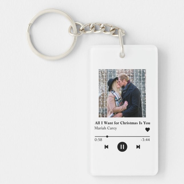Personalized Music Player Christmas Gift Keychain (Front)
