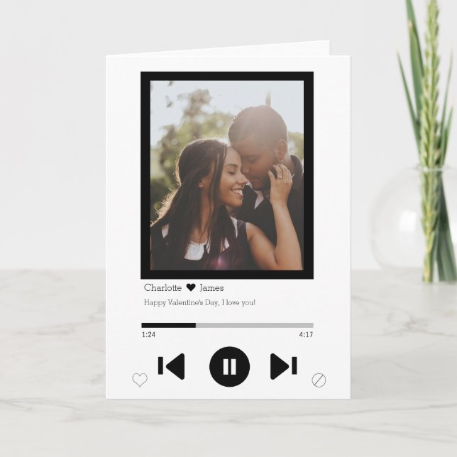 Personalized Music Player Valentines Photo Card (Front)