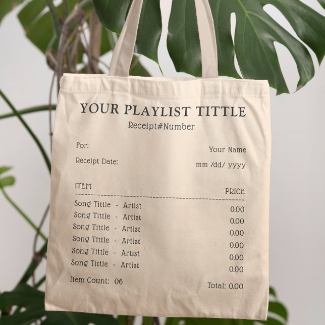 Personalized Music Playlist - Song Receipt Tote Bag (Creator Uploaded)