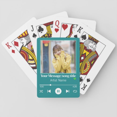 Personalized Music Playlist Song Turquoise   Poker Cards