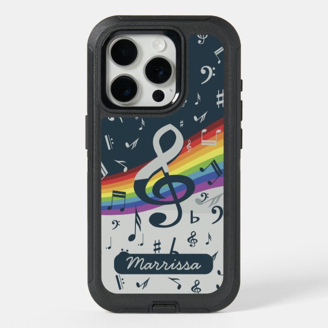 Personalized Music Rainbow Colors iPhone 15 Pro Case (Back)
