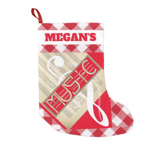 Personalized Music Regans Font Small Christmas Stocking