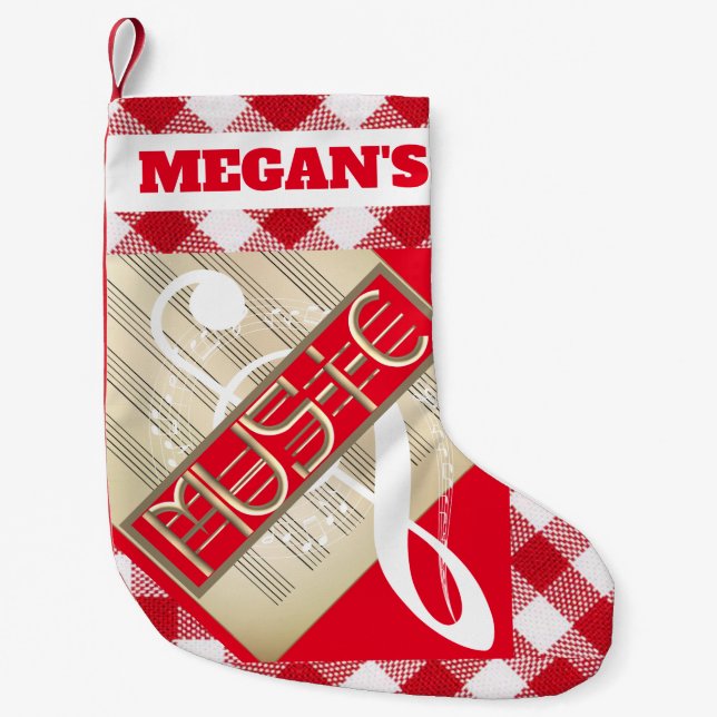 Personalized Music Regan's Font Small Christmas Stocking (Front)