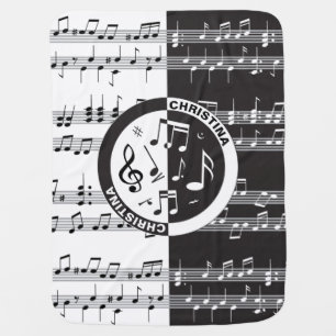 Personalized music score design baby blanket