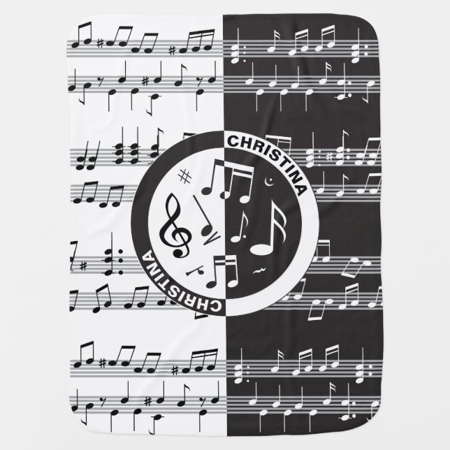 Personalized music score design baby blanket (Front)
