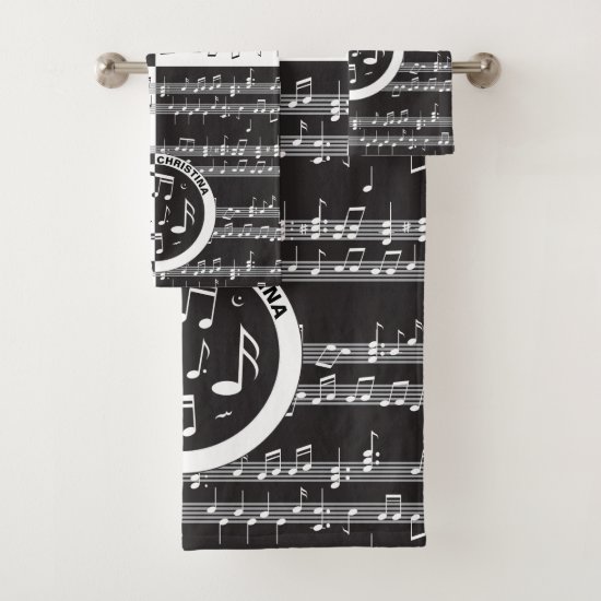 Personalized music score design bath towel set