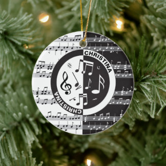 Personalized music score design ceramic ornament