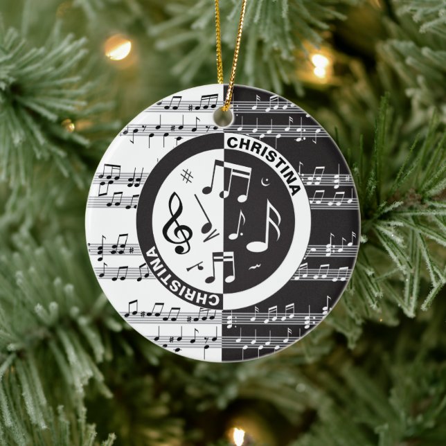 Personalized music score design ceramic ornament (Tree)