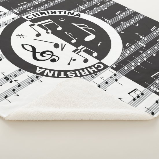 Personalized music score design sherpa blanket