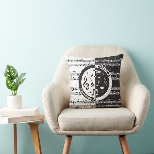 Personalized music score design throw pillow