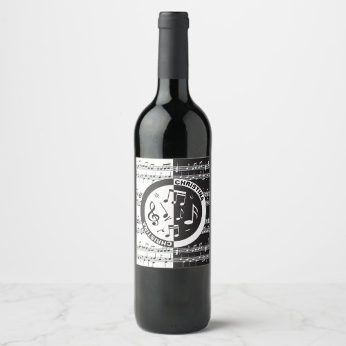 Personalized music score design wine label
