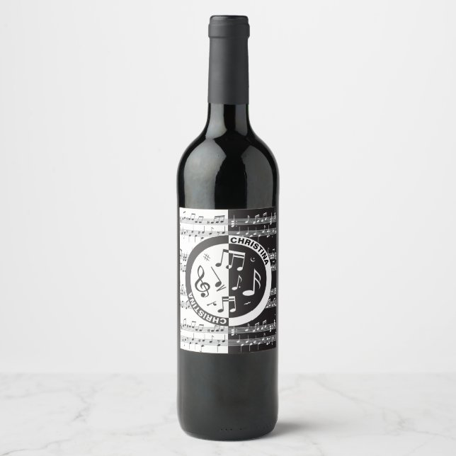 Personalized music score design wine label (Front)