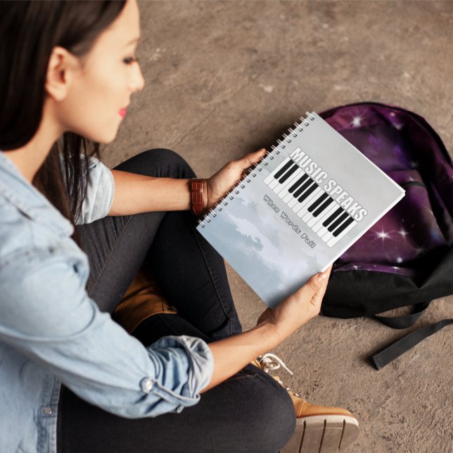 Personalized Music Speaks Inspirational Quote Notebook (Creator Uploaded)