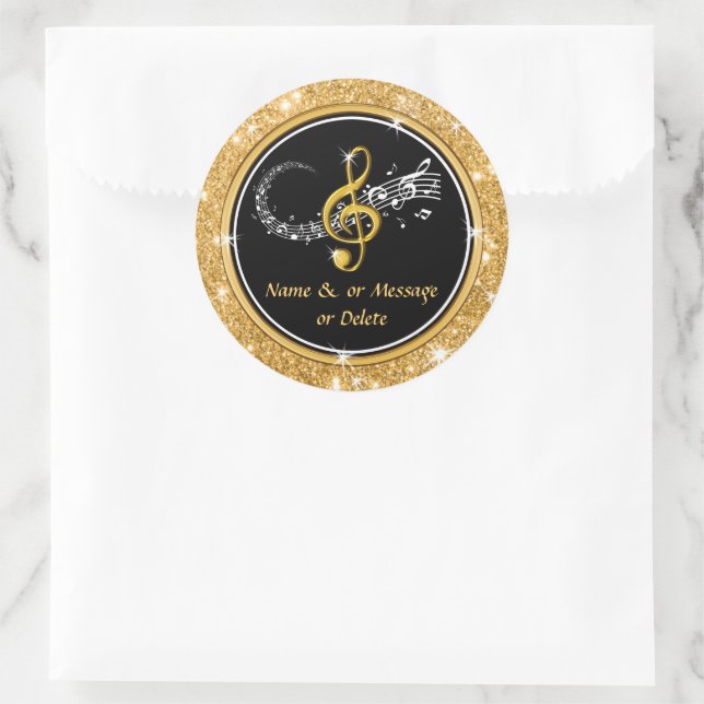 Personalized Music Stickers for Favors, Envelopes (Bag)