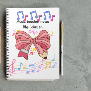 Personalized music teacher, music note coquette notebook
