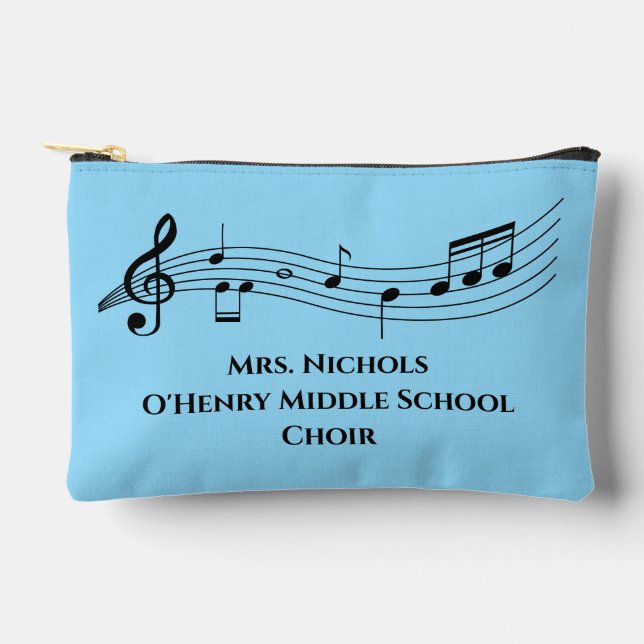 Personalized Music Teacher Musical Notes Accessory Pouch (Front)