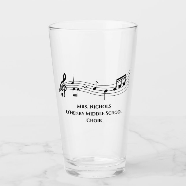 Personalized Music Teacher Musical Notes Glass (Front)