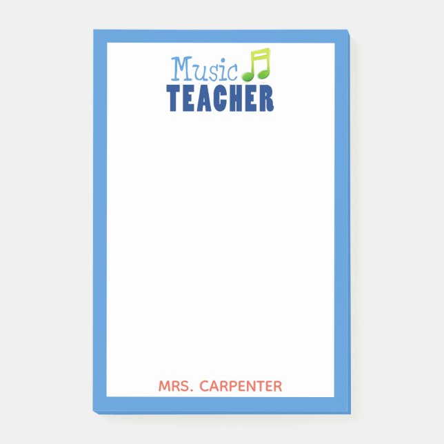 Personalized Music Teacher Post-it Notes (Front)